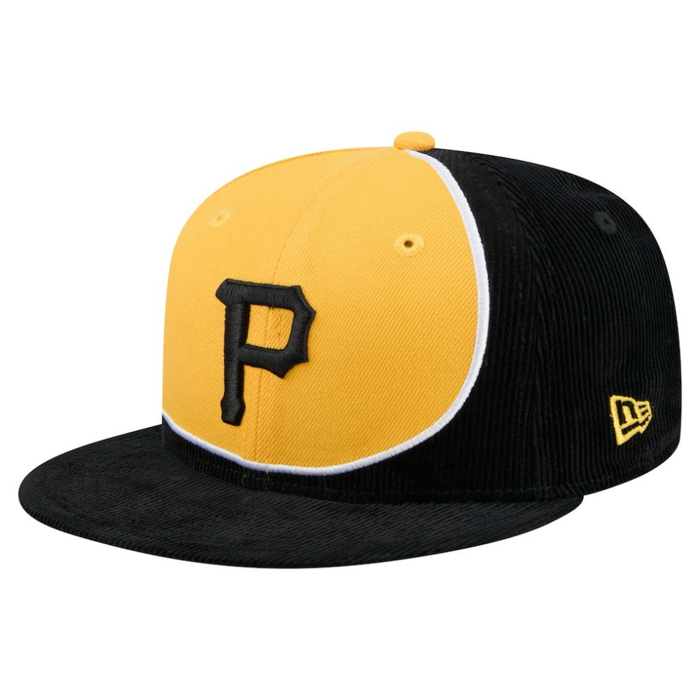 Pittsburgh Pirates Retro Split Corduroy Snapback Hat Black/Gold
