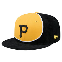 Pittsburgh Pirates Retro Split Corduroy Snapback Hat Black/Gold