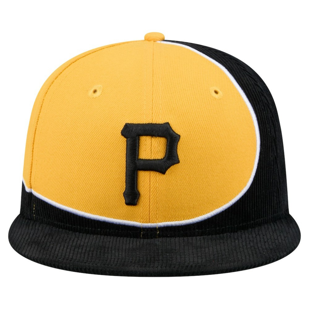 Pittsburgh Pirates Retro Split Corduroy Snapback Hat Black/Gold