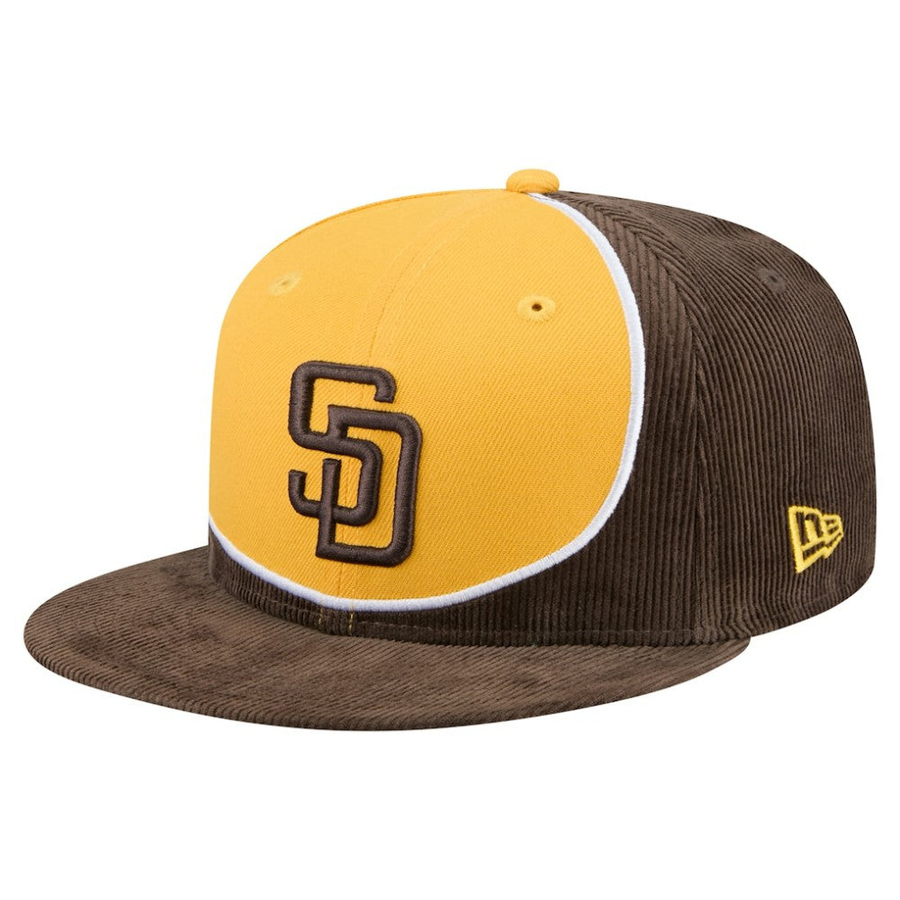 San Diego Padres Retro Split Corduroy Snapback Hat Brown/Gold