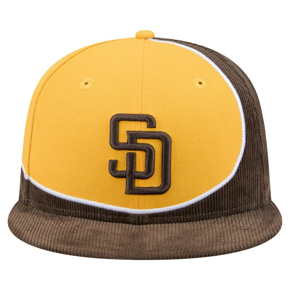 San Diego Padres Retro Split Corduroy Snapback Hat Brown/Gold