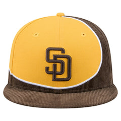 San Diego Padres Retro Split Corduroy Snapback Hat Brown/Gold
