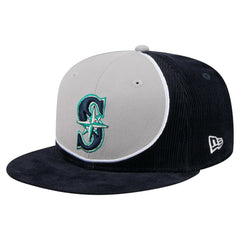 Seattle Mariners Retro Split Corduroy Snapback Hat Navy/Gray