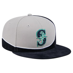 Seattle Mariners Retro Split Corduroy Snapback Hat Navy/Gray