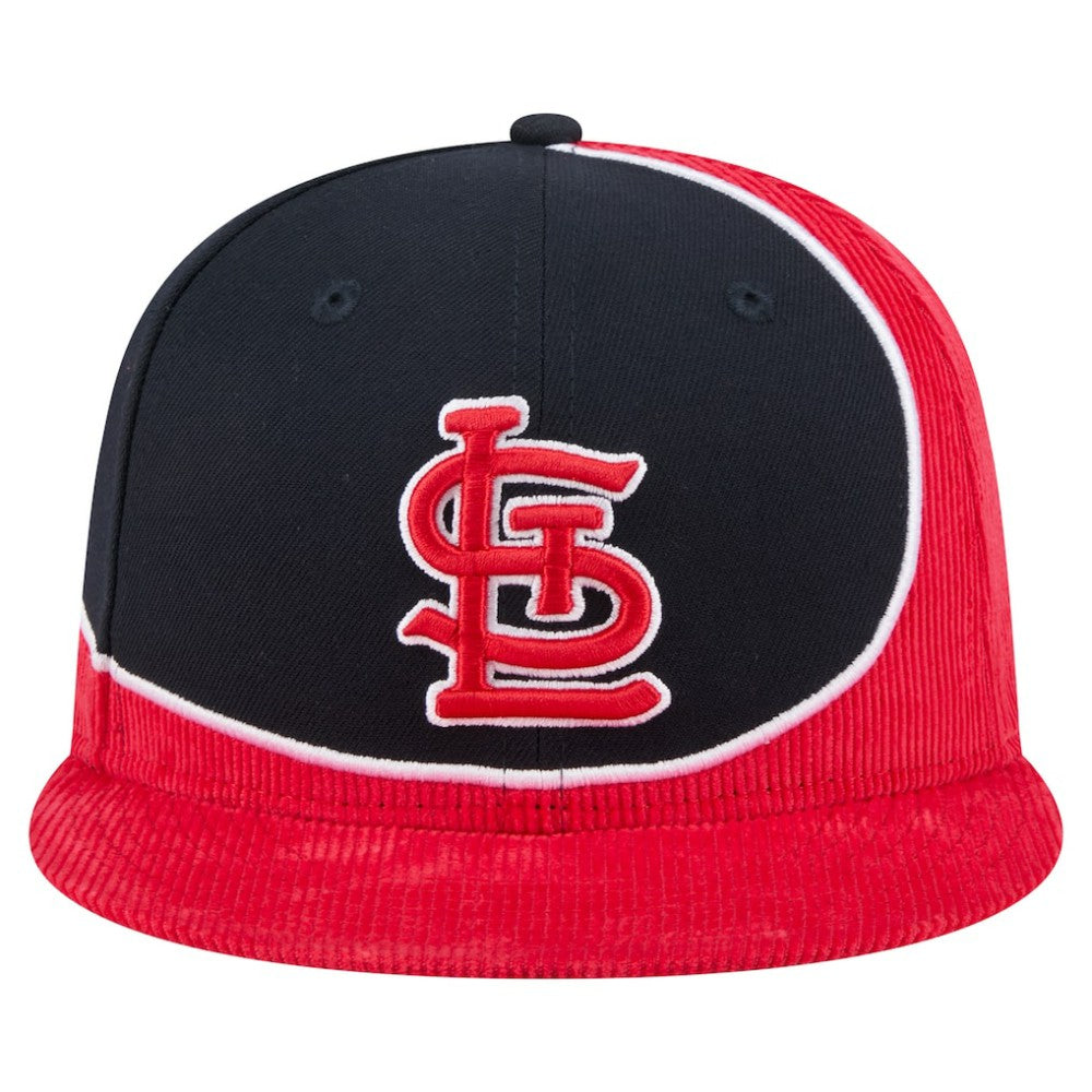 St. Louis Cardinals Retro Split Corduroy Snapback Hat Red/Navy