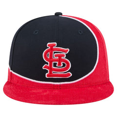 St. Louis Cardinals Retro Split Corduroy Snapback Hat Red/Navy