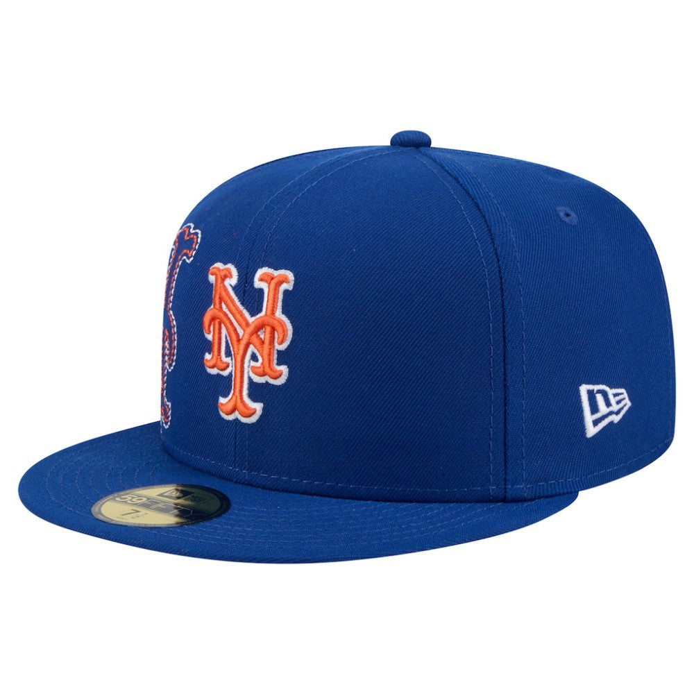 New York Mets Yarn Stitch 59FIFTY Fitted Hat Royal