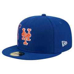 New York Mets Yarn Stitch 59FIFTY Fitted Hat Royal