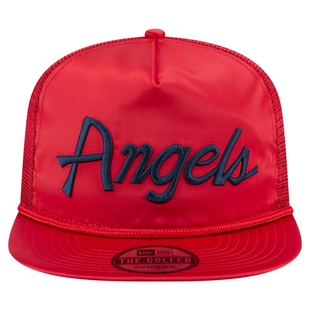 Los Angeles Angels Retro Satin Script Golfer Adjustable Hat Red