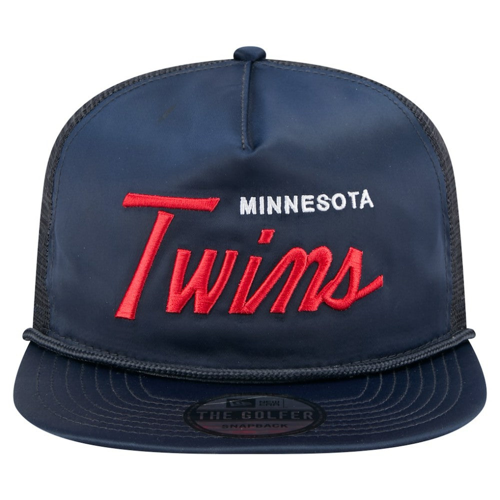 Minnesota Twins Retro Satin Script Golfer Adjustable Hat Navy