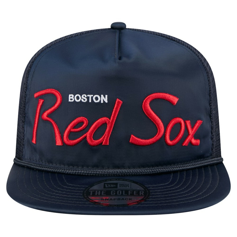Boston Red Sox Retro Satin Script Golfer Adjustable Hat Navy