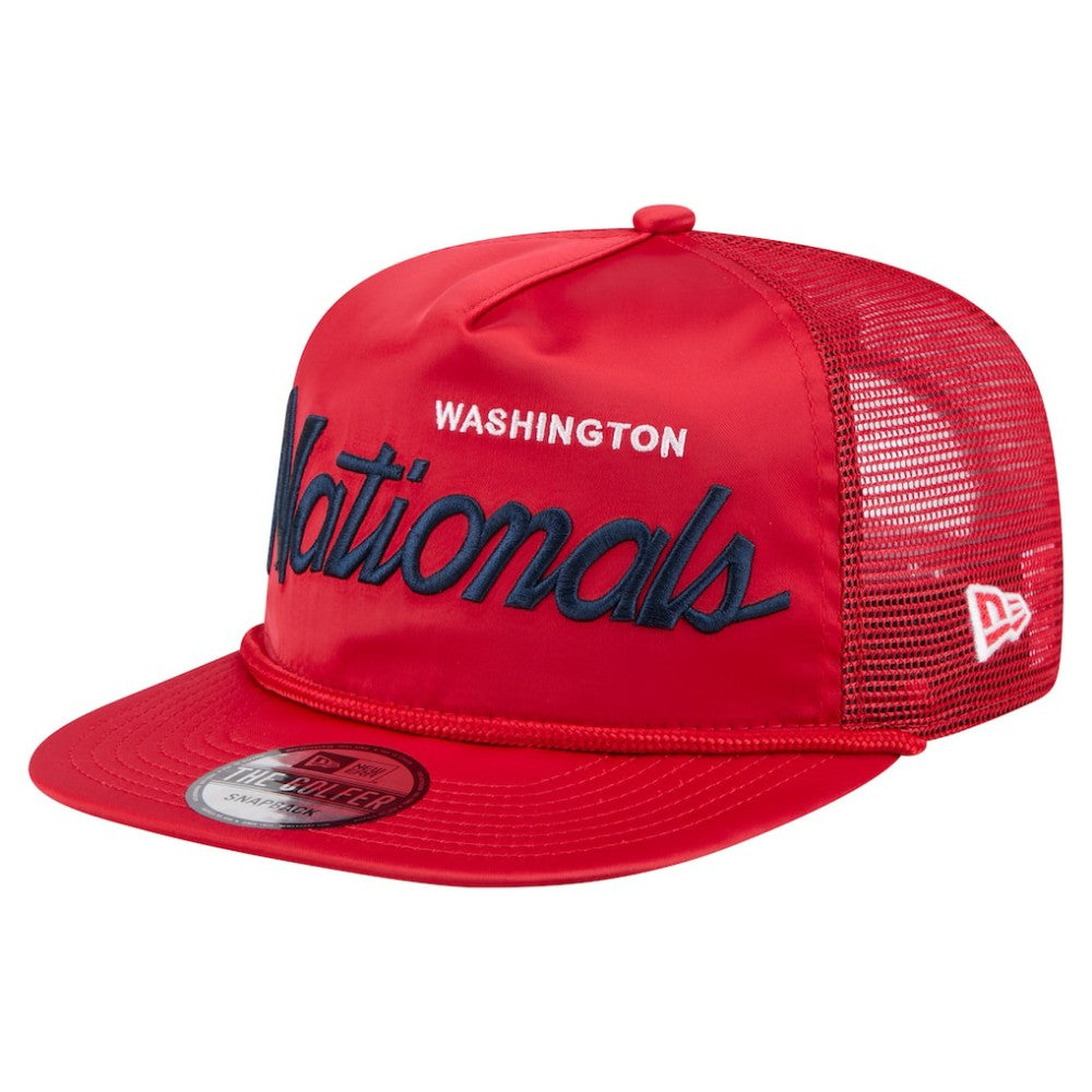 Washington Nationals Retro Satin Script Golfer Adjustable Hat Red