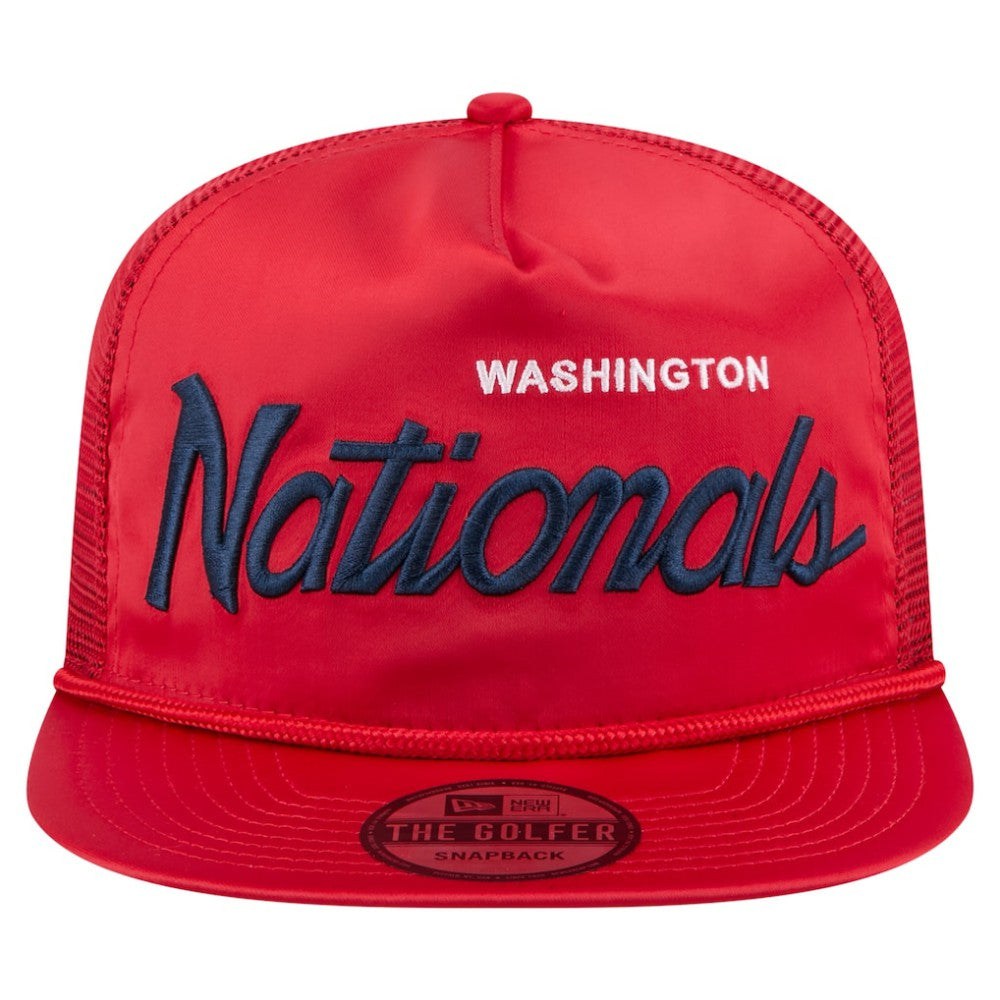 Washington Nationals Retro Satin Script Golfer Adjustable Hat Red