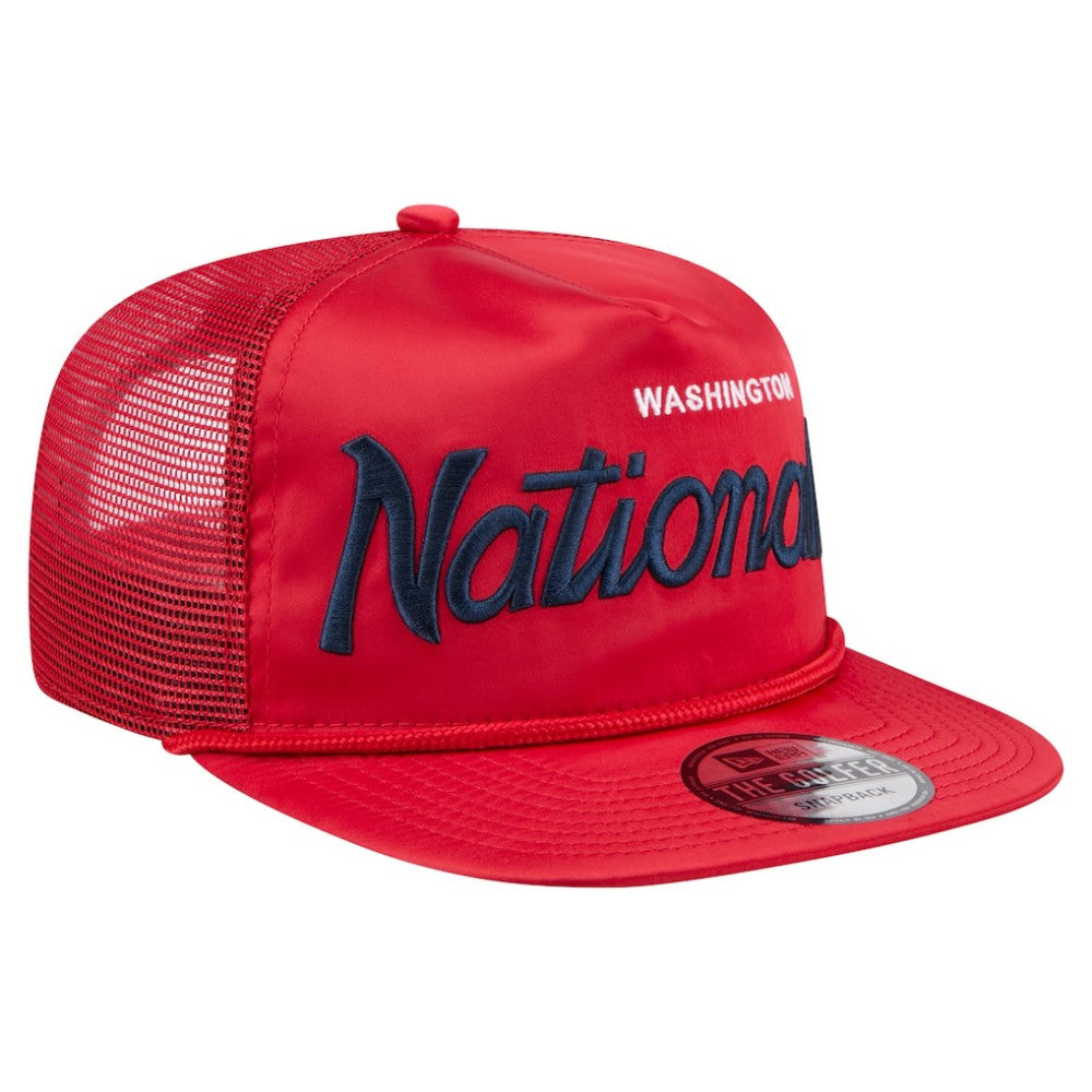 Washington Nationals Retro Satin Script Golfer Adjustable Hat Red