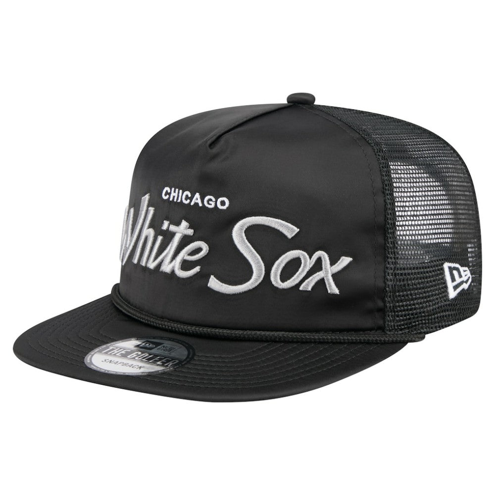 Chicago White Sox Retro Satin Script Golfer Adjustable Hat Black