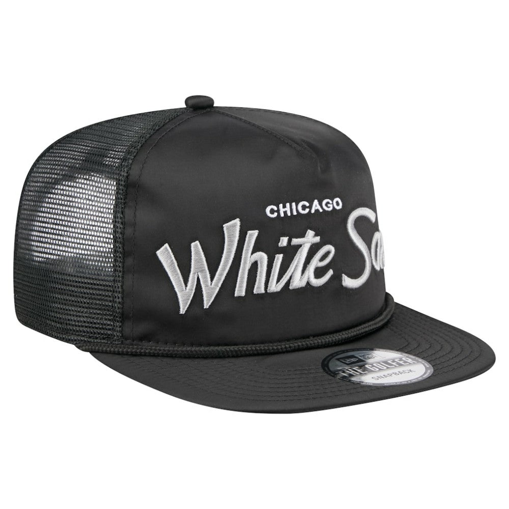Chicago White Sox Retro Satin Script Golfer Adjustable Hat Black