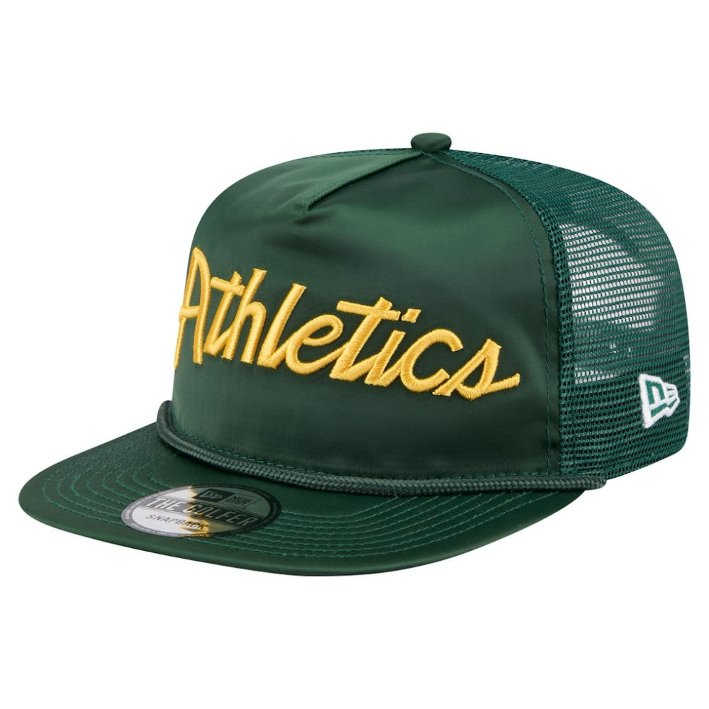 Athletics Retro Satin Script Golfer Adjustable Hat Green