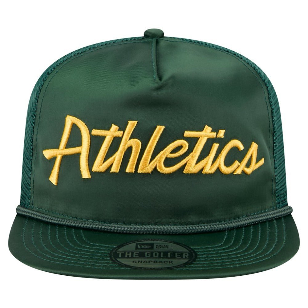 Athletics Retro Satin Script Golfer Adjustable Hat Green