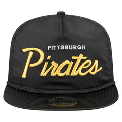 Pittsburgh Pirates Retro Satin Script Golfer Adjustable Hat Black