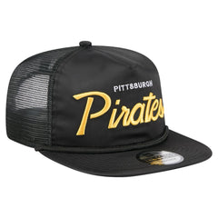 Pittsburgh Pirates Retro Satin Script Golfer Adjustable Hat Black