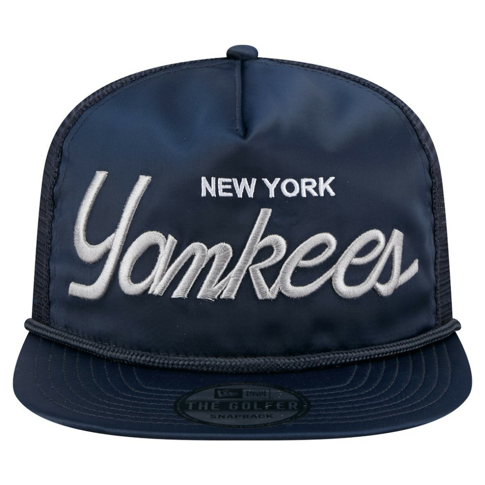 New York Yankees Retro Satin Script Golfer Adjustable Hat Navy