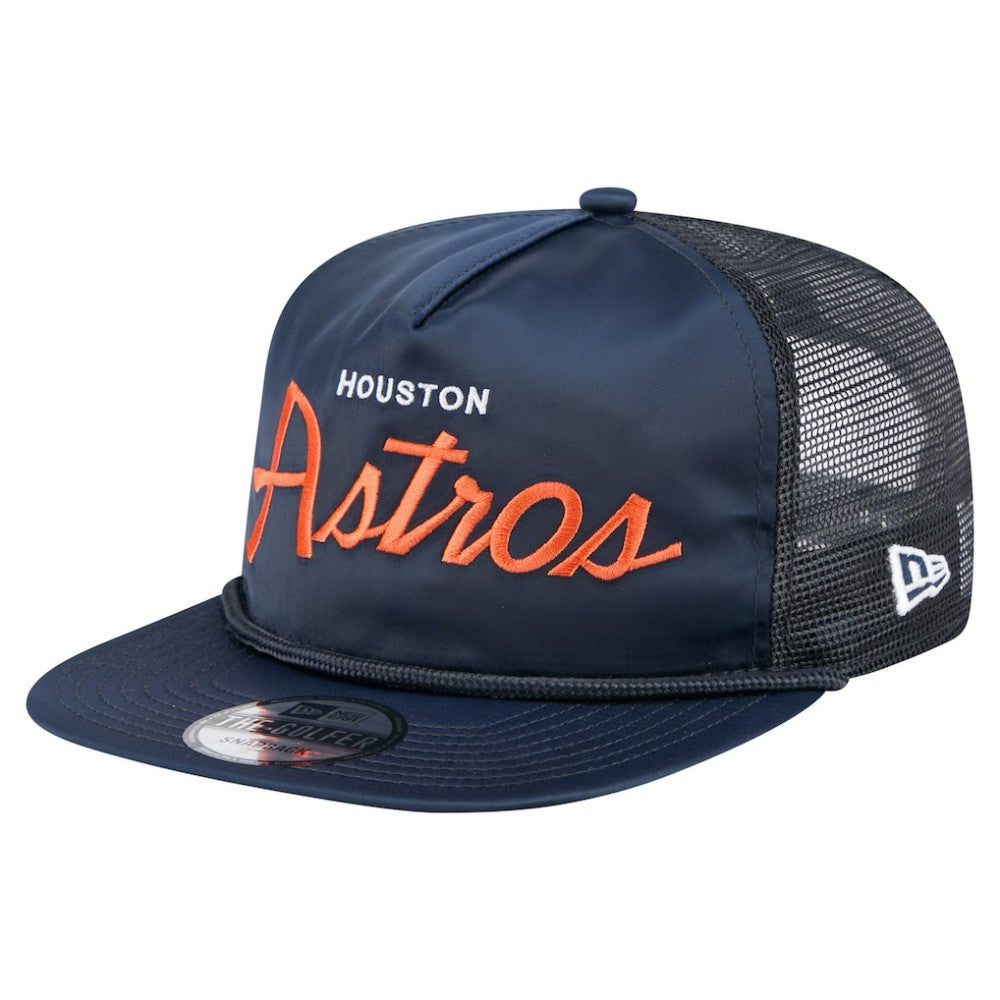 Houston Astros Retro Satin Script Golfer Adjustable Hat Navy