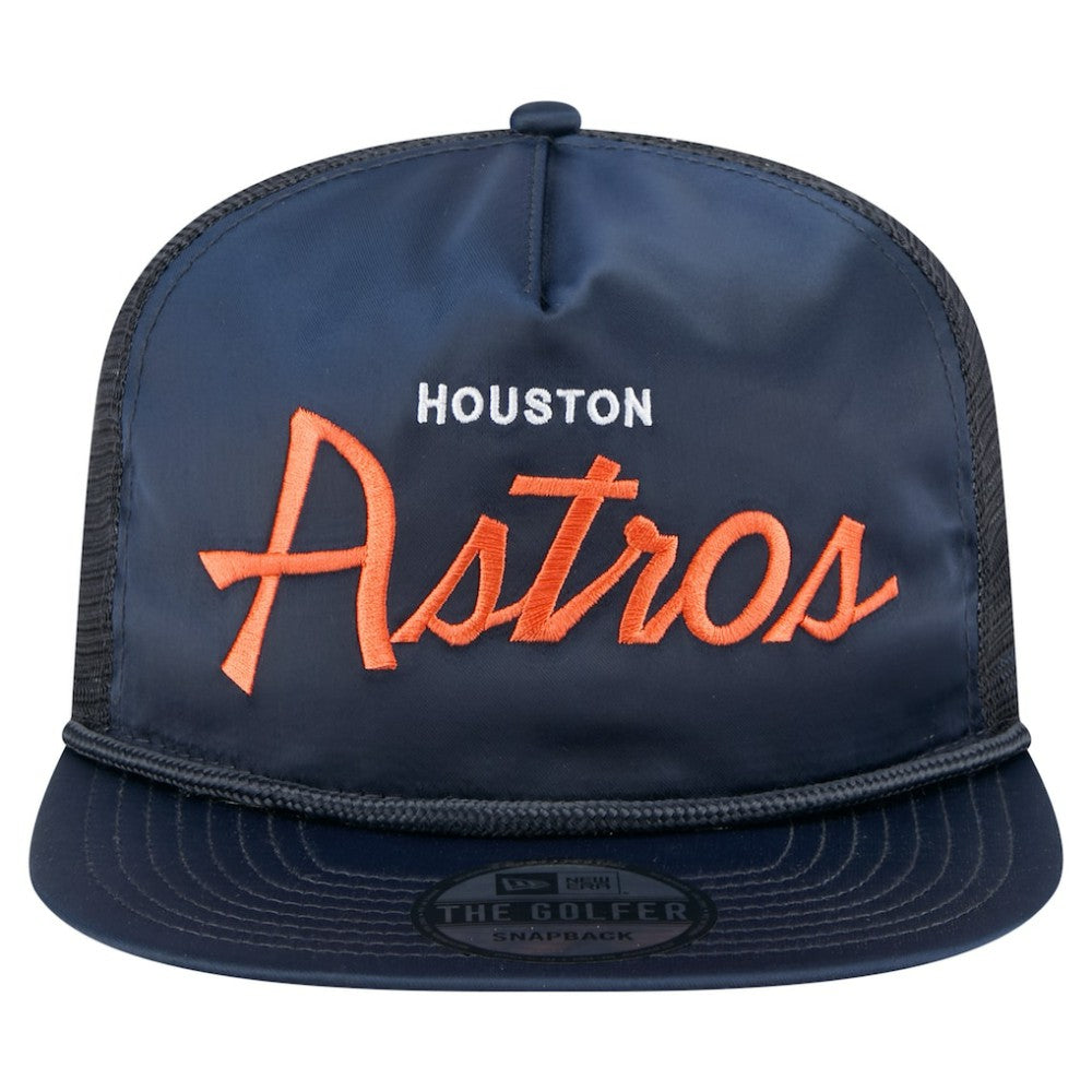 Houston Astros Retro Satin Script Golfer Adjustable Hat Navy