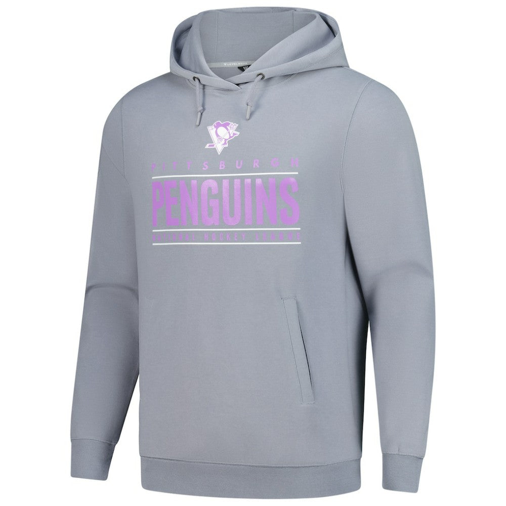 Pittsburgh Penguins Levelwear Hockey Fights Cancer Pulsar Off Season Tri-Blend Pullover Hoodie - Gray Hoodies