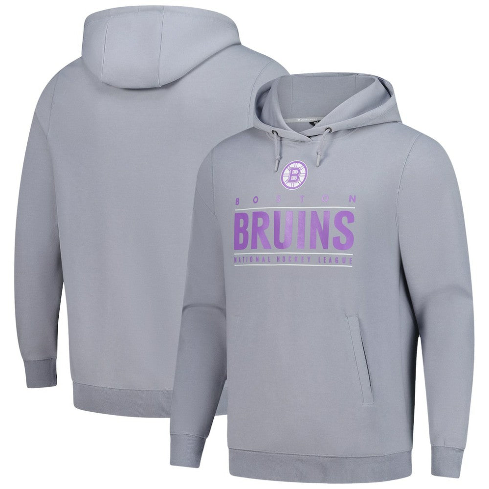 Boston Bruins Levelwear Hockey Fights Cancer Pulsar Off Season Tri-Blend Pullover Hoodie - Gray Hoodies