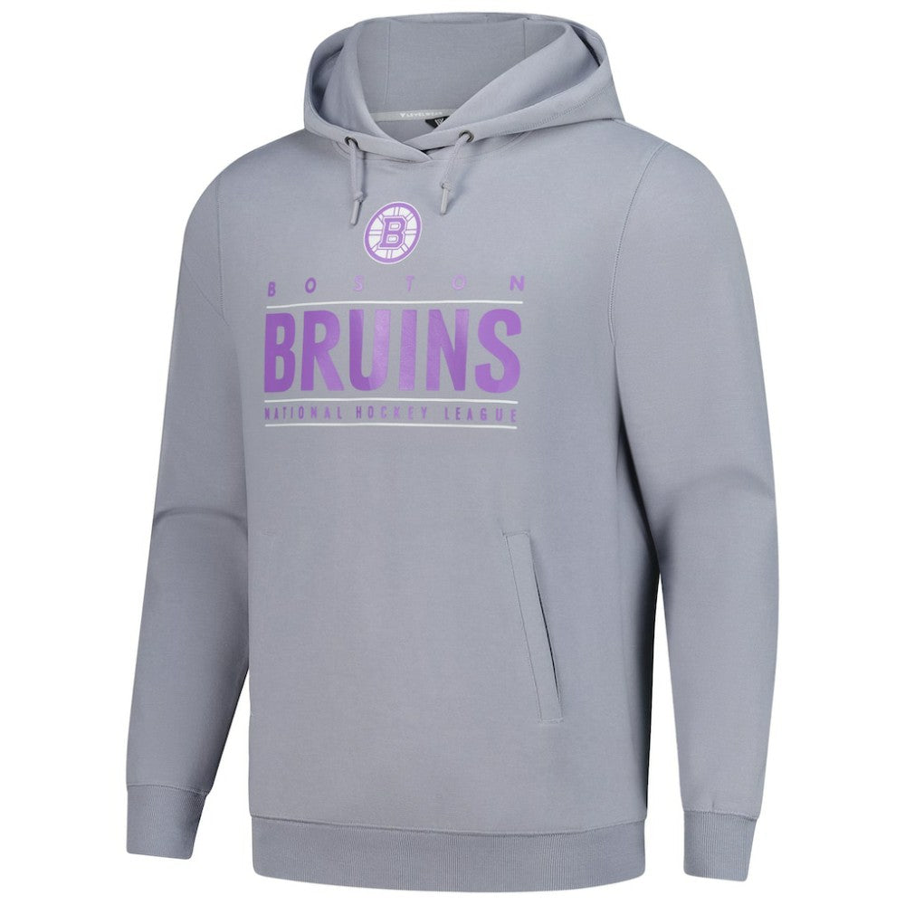 Boston Bruins Levelwear Hockey Fights Cancer Pulsar Off Season Tri-Blend Pullover Hoodie - Gray Hoodies