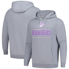 New York Rangers Levelwear Hockey Fights Cancer Pulsar Off Season Tri-Blend Pullover Hoodie - Gray Hoodies