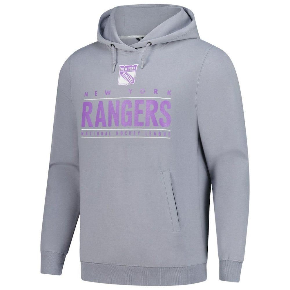 New York Rangers Levelwear Hockey Fights Cancer Pulsar Off Season Tri-Blend Pullover Hoodie - Gray Hoodies