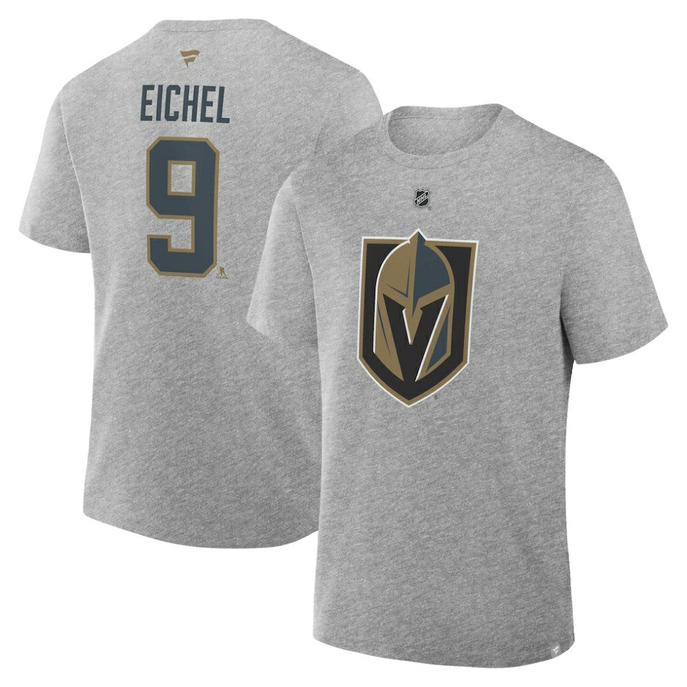 Jack Eichel Vegas Golden Knights Fanatics Authentic Stack Name & Number T-Shirt - Heather Gray T-shirts
