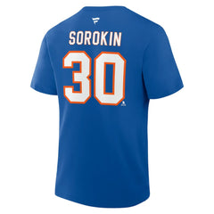 Ilya Sorokin New York Islanders Fanatics Authentic Stack Name & Number T-Shirt - Royal T-shirts