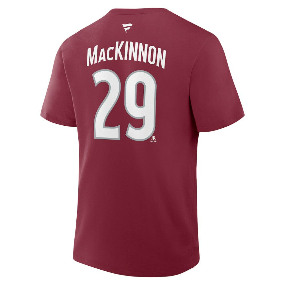 Nathan MacKinnon Colorado Avalanche Fanatics Authentic Stack Name & Number T-Shirt - Burgundy T-shirts