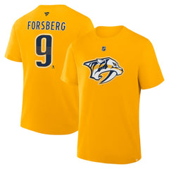 Filip Forsberg Nashville Predators Fanatics Authentic Stack Name & Number T-Shirt - Gold T-shirts