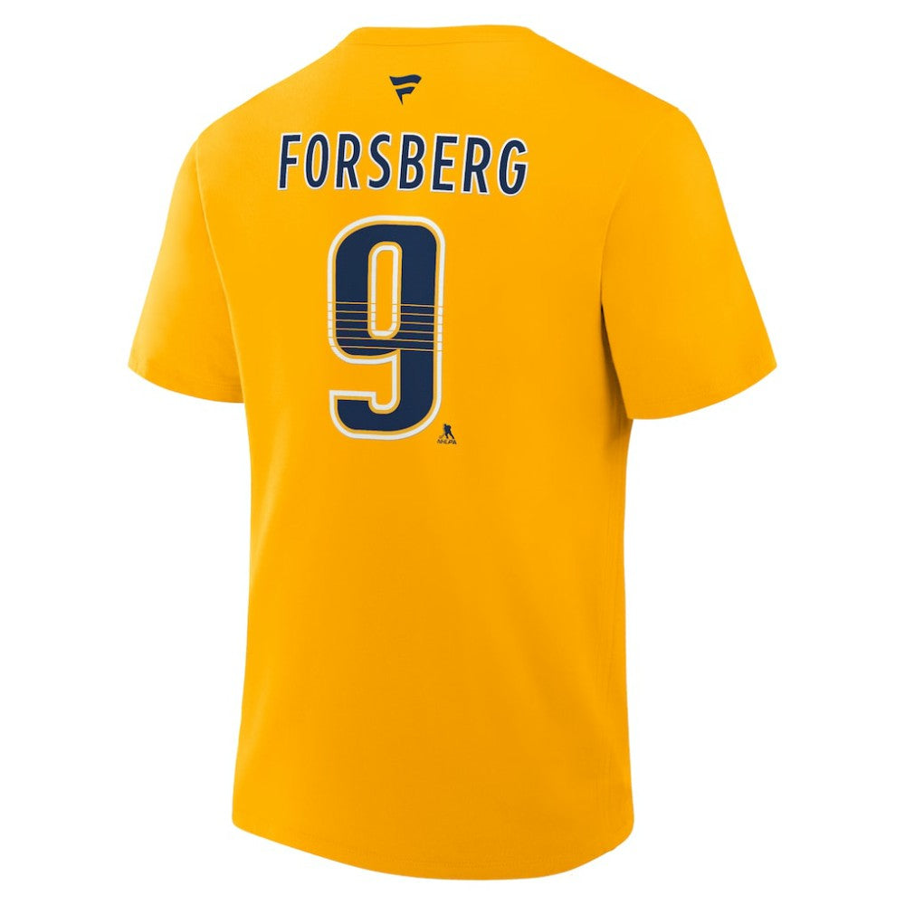 Filip Forsberg Nashville Predators Fanatics Authentic Stack Name & Number T-Shirt - Gold T-shirts