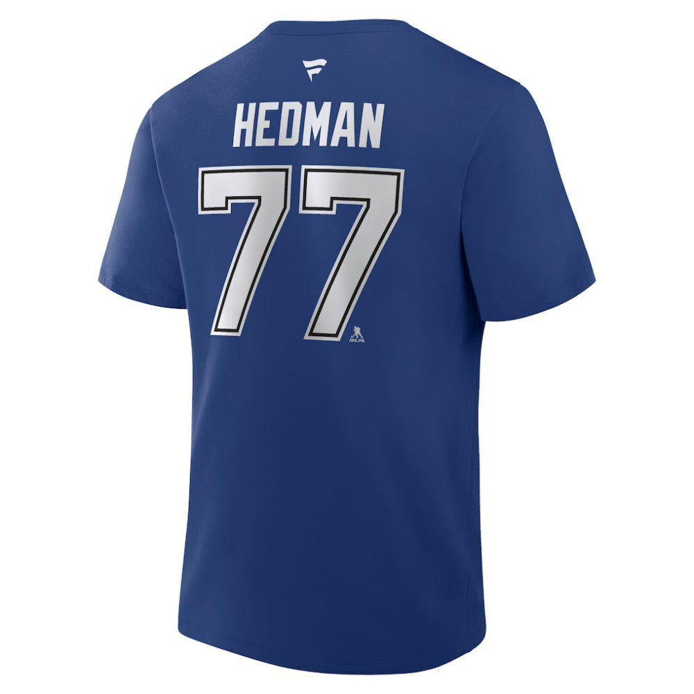 Victor Hedman Tampa Bay Lightning Fanatics Authentic Stack Name & Number T-Shirt - Blue T-shirts