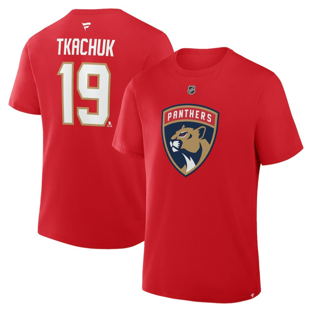 Matthew Tkachuk Florida Panthers Fanatics Authentic Stack Name & Number T-Shirt - Red T-shirts