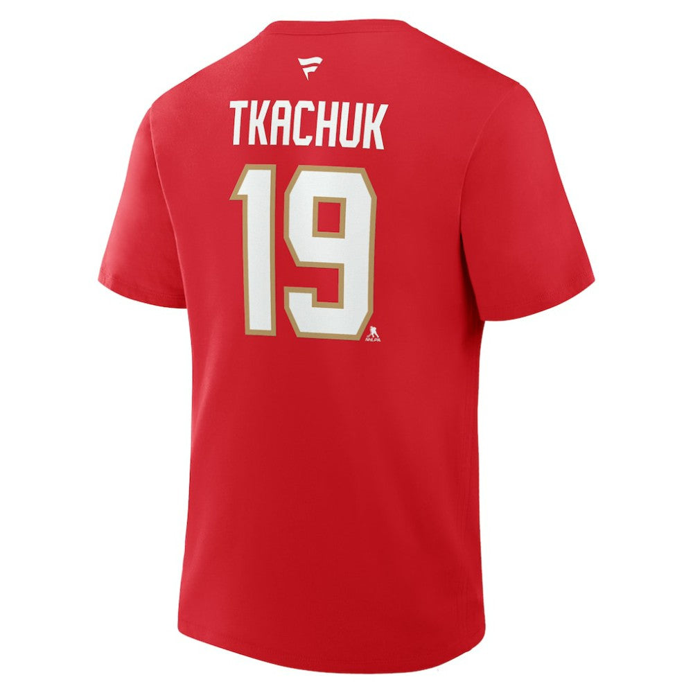 Matthew Tkachuk Florida Panthers Fanatics Authentic Stack Name & Number T-Shirt - Red T-shirts