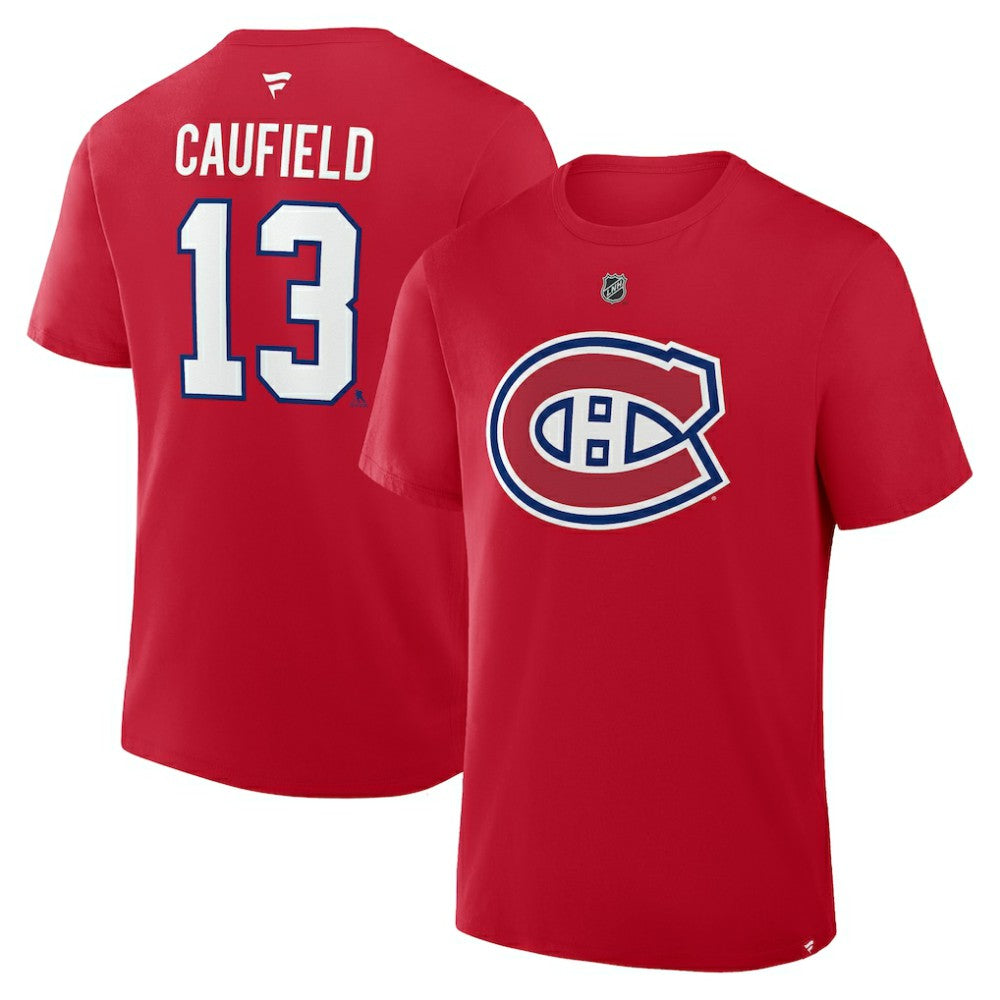 Cole Caufield Montreal Canadiens Fanatics Authentic Stack Name & Number T-Shirt - Red T-shirts