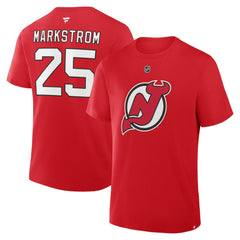 Jacob Markstrom New Jersey Devils Fanatics Authentic Stack Name & Number T-Shirt - Red T-shirts