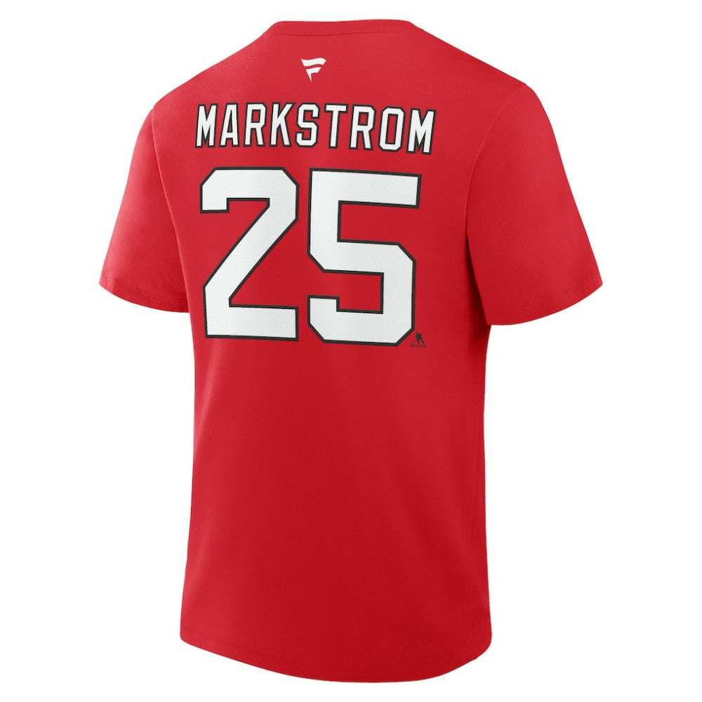 Jacob Markstrom New Jersey Devils Fanatics Authentic Stack Name & Number T-Shirt - Red T-shirts