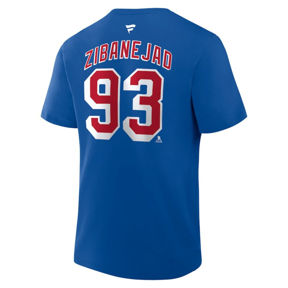 Mika Zibanejad New York Rangers Fanatics Authentic Stack Name & Number T-Shirt - Blue T-shirts