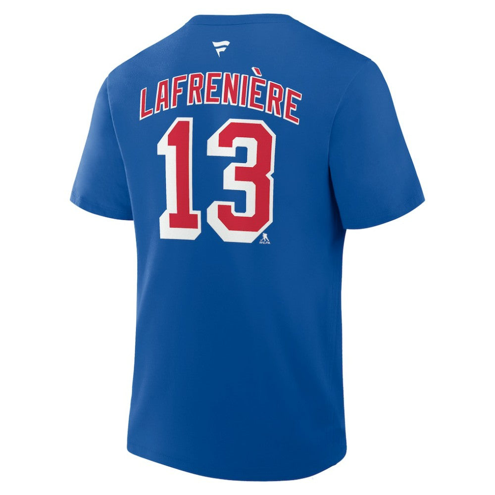 Alexis Lafreniere New York Rangers Fanatics Authentic Stack Name & Number T-Shirt - Blue T-shirts