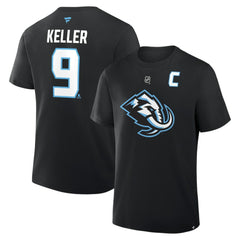 Clayton Keller Utah Mammoth Fanatics Authentic Stack Name & Number T-Shirt - Black T-shirts