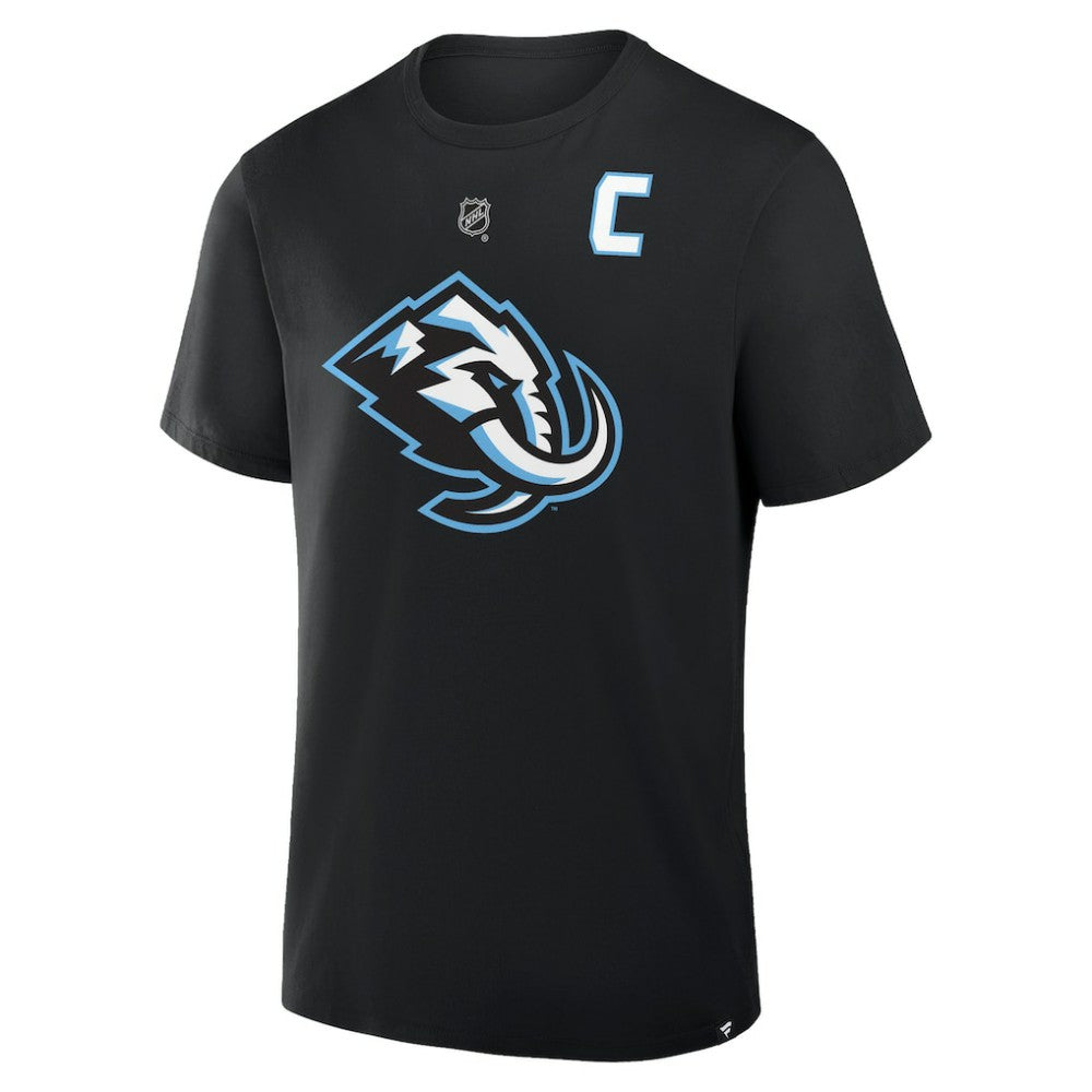 Clayton Keller Utah Mammoth Fanatics Authentic Stack Name & Number T-Shirt - Black T-shirts
