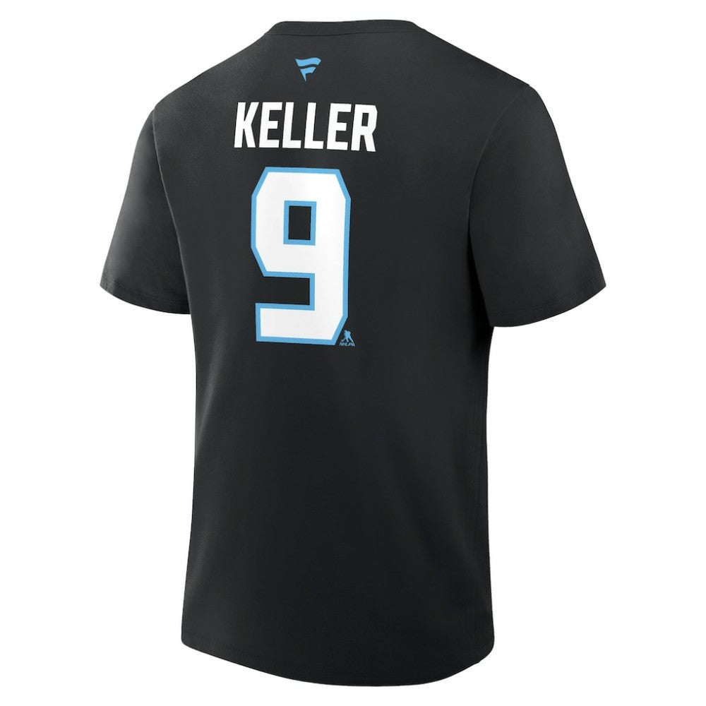 Clayton Keller Utah Mammoth Fanatics Authentic Stack Name & Number T-Shirt - Black T-shirts
