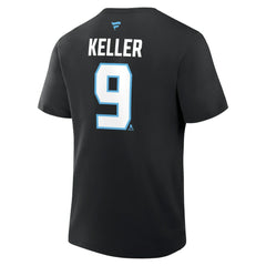 Clayton Keller Utah Mammoth Fanatics Authentic Stack Name & Number T-Shirt - Black T-shirts