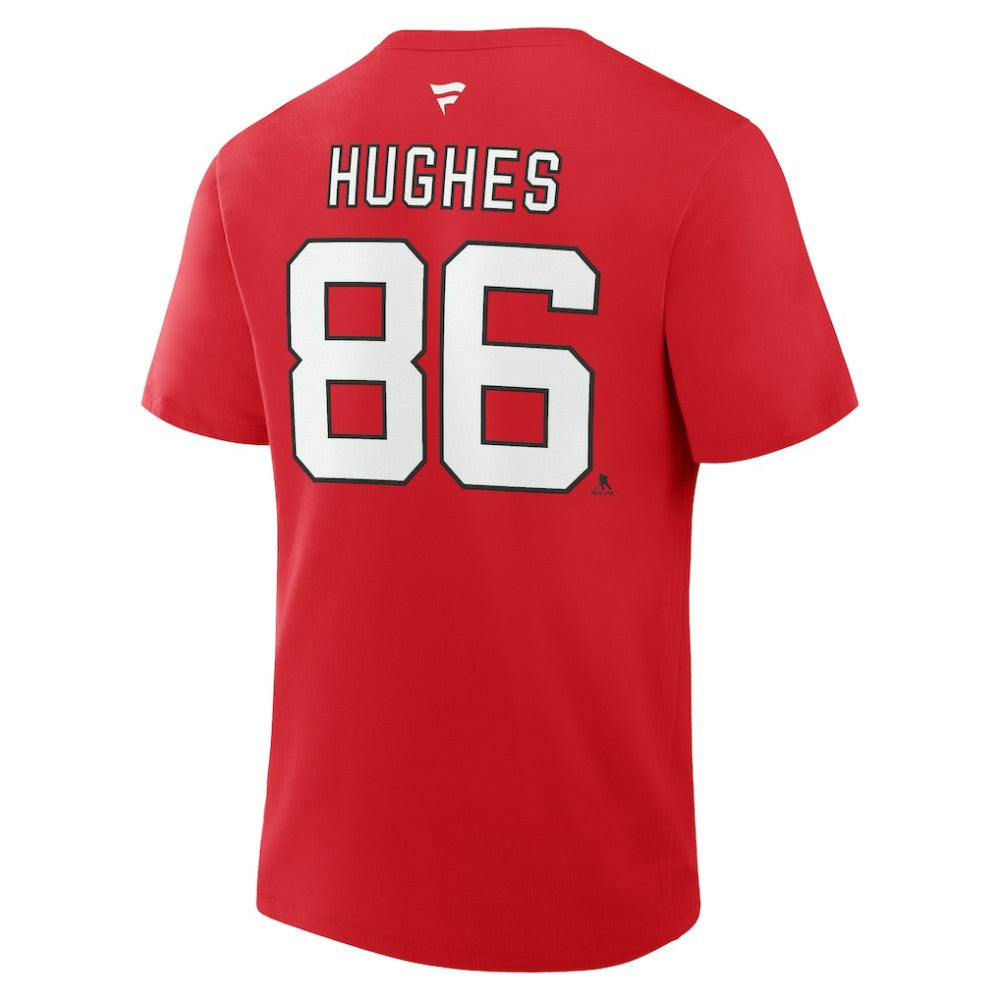 Jack Hughes New Jersey Devils Fanatics Authentic Stack Name & Number T-Shirt - Red T-shirts